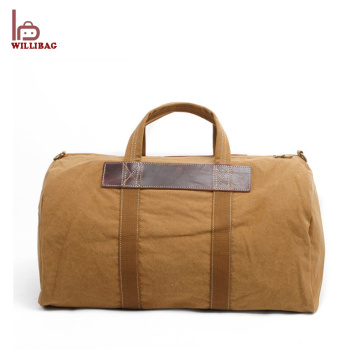 Travel Men Duffel Bag Leather Canvas Foldable Custom Duffle Bag